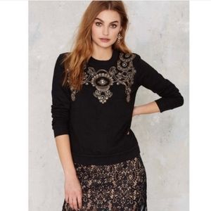 Lovers + Friends Black embellished sweatshirt